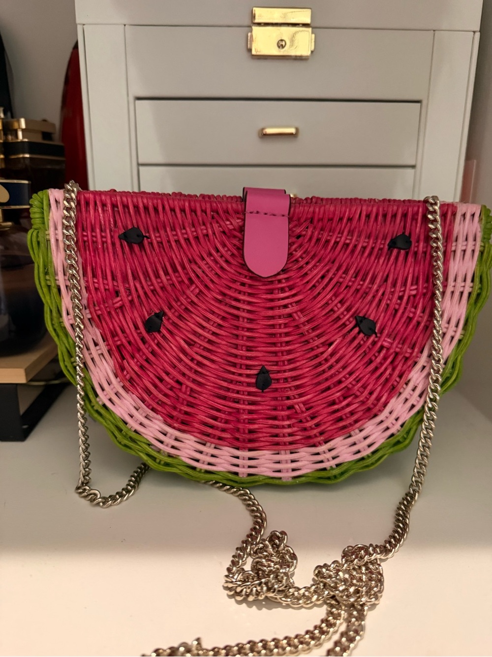 Kate Spade Straw Watermelon Crossbody Bag - Pink/Green